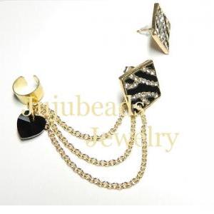 Gold Zebra Chain Ear Cuff Set